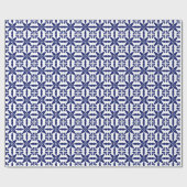 Papier Cadeau Ikat Star Motif - Marine bleu et blanc (Plat)
