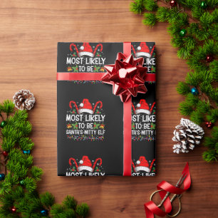 Papier Cadeau Il Est Probable Que Père Noël Avec Un Elfe Noël