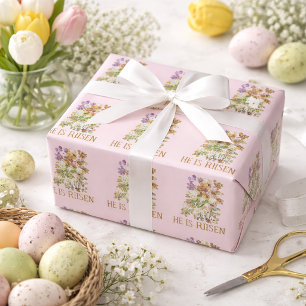 Papier Cadeau Il Est Ressuscité Pâques Floral
