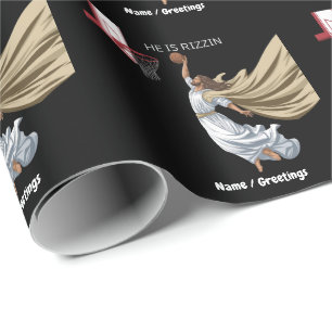 Papier Cadeau Il Est Rizzin Drôle Jésus Jouant Basket-Ball Retro