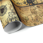 Papier Cadeau Île de collage perdu de carte de trésor (Coin rond)