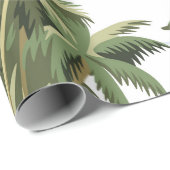 Papier Cadeau Ile vintage hawaïenne, palmier, bateau, rose (Coin rond)