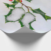 Papier Cadeau Ilex Red Christmas Holly Berries in Winter Snow — (Coin)
