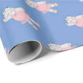 Papier Cadeau illusima Ballerina Hippo bleu (Coin rond)