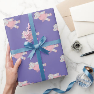 Papier Cadeau illusima Ballerine Hippopotame Violet