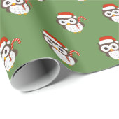 Papier Cadeau illusima M. Hibou Noël Vert (Coin rond)