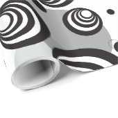 Papier Cadeau Illusion 3D Cercles géométriques Gras Noir et Blan (Coin rond)