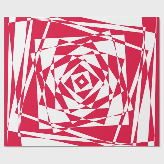 Papier Cadeau Illusion abstraite rouge blanc (Plat)