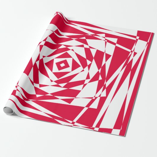 Papier Cadeau Illusion abstraite rouge blanc (Déroulé)