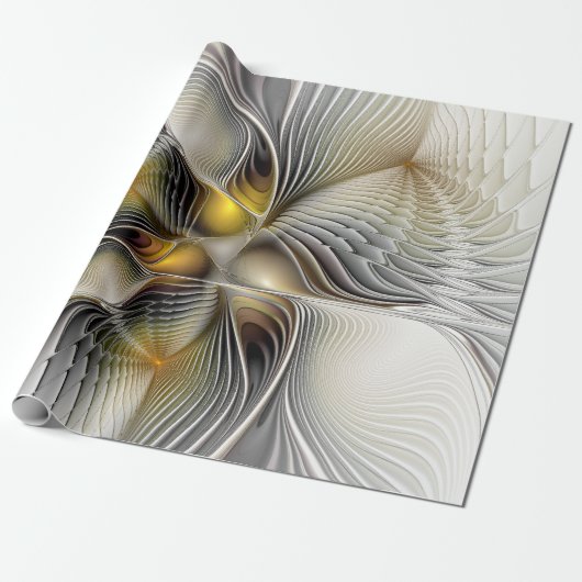 Papier Cadeau Illusion d'optique abstraite fractale 3D avec prof (Déroulé)