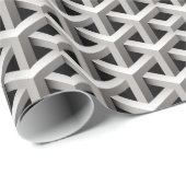 Papier Cadeau illusion optique chic noir et blanc géométrique (Coin rond)