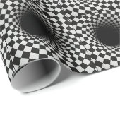 Papier Cadeau Illusion optique trou noir et blanc (Coin rond)