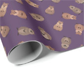 Papier Cadeau Illustrated Quokkas on Dark Purple (Coin rond)