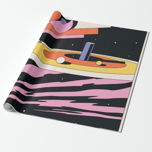 Papier Cadeau Illustration Abstraite de l'espace psychédélique, (Déroulé)