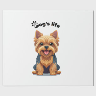 Papier Cadeau Illustration amusante de Yorkshire Terrier dans la