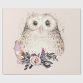 Papier Cadeau Illustration animale de Boho de hibou en pastel (Plat)