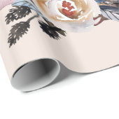 Papier Cadeau Illustration animale de Boho de hibou en pastel (Coin rond)