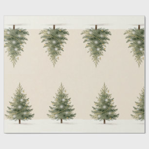 Papier Cadeau Illustration aquarelle d'arbre de Noël minimaliste