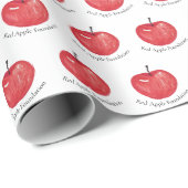 Papier Cadeau Illustration aquarelle de pomme rouge monogrammée (Coin rond)