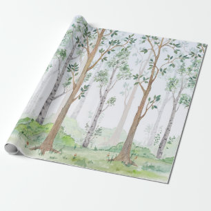 Papier Cadeau Illustration aquarelle-Forêt de fées. Enfants i