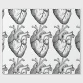 Papier Cadeau Illustration blanche noire simple de coeur (Plat)