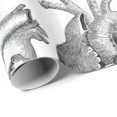 Papier Cadeau Illustration blanche noire simple de coeur (Coin rond)