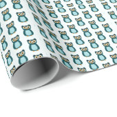 Papier Cadeau Illustration Blue Owl (Coin rond)