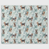 Papier Cadeau Illustration botanique adorable Yorkie terrier (Plat)