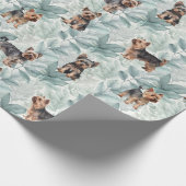 Papier Cadeau Illustration botanique adorable Yorkie terrier (Coin)