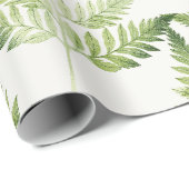 Papier Cadeau Illustration botanique de la fougère verte (Coin rond)