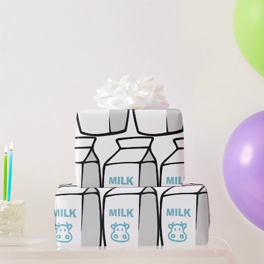 Papier Cadeau Illustration Carton de lait de vache laitière cuit