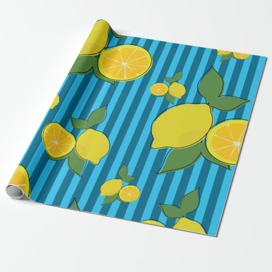 Papier Cadeau Illustration citrons (Déroulé)