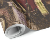 Papier Cadeau Illustration classique de l'arbre du Père Noël joy (Coin rond)