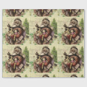 Papier Cadeau Illustration classique de l'arbre du Père Noël joy (Plat)