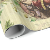 Papier Cadeau Illustration classique de l'arbre du Père Noël joy (Coin rond)