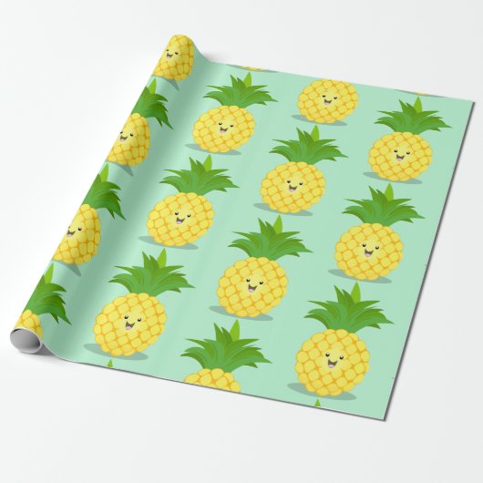 Papier Cadeau Illustration d'ananas mignon (Déroulé)