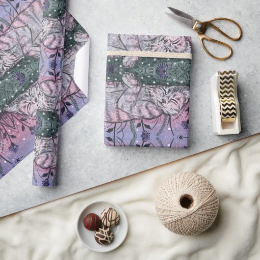 Papier Cadeau Illustration d'aquarelle de chat Snooze Garden Dre (Artisanat)