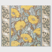 Papier Cadeau illustration d'art pavot fleur jaune (Plat)