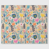 Papier Cadeau Illustration d'art populaire moderne floral simple (Plat)