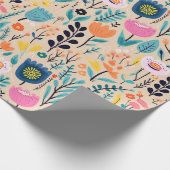 Papier Cadeau Illustration d'art populaire moderne floral simple (Coin)