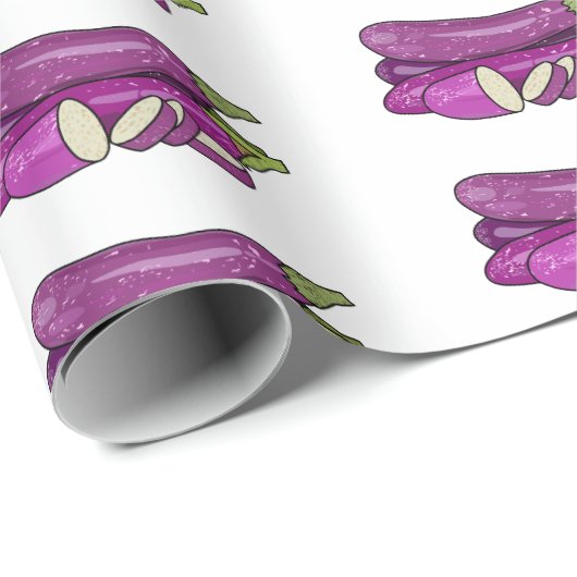 Papier Cadeau Illustration d'aubergine (Coin rond)