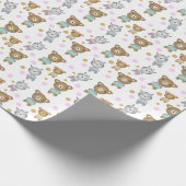 Papier Cadeau Illustration de Bébé Ours et Zèbre (Coin)
