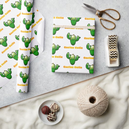 Papier Cadeau Illustration de cactus souriant mignon (Artisanat)