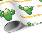 Papier Cadeau Illustration de cactus souriant mignon (Coin rond)