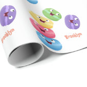 Papier Cadeau Illustration de caricature de macarons marrant mig (Coin rond)