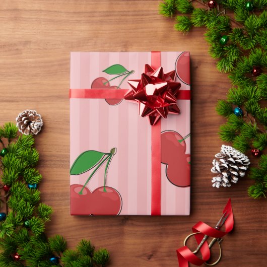 Papier Cadeau Illustration de cerises (Cadeau de vacances)