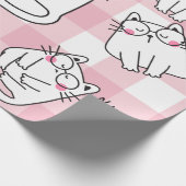 Papier Cadeau Illustration de chat rose joueuse (Coin)