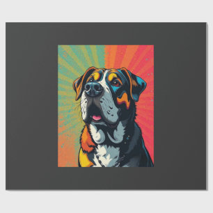 Papier Cadeau Illustration de chien d'art pop coloré Animal de