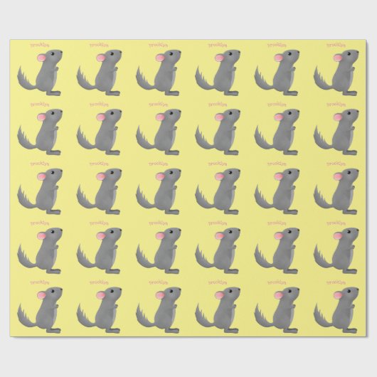 Papier Cadeau Illustration de chinchilla gris mignon (Plat)