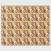 Papier Cadeau Illustration de Corgi Corgi gallois mignon (Plat)